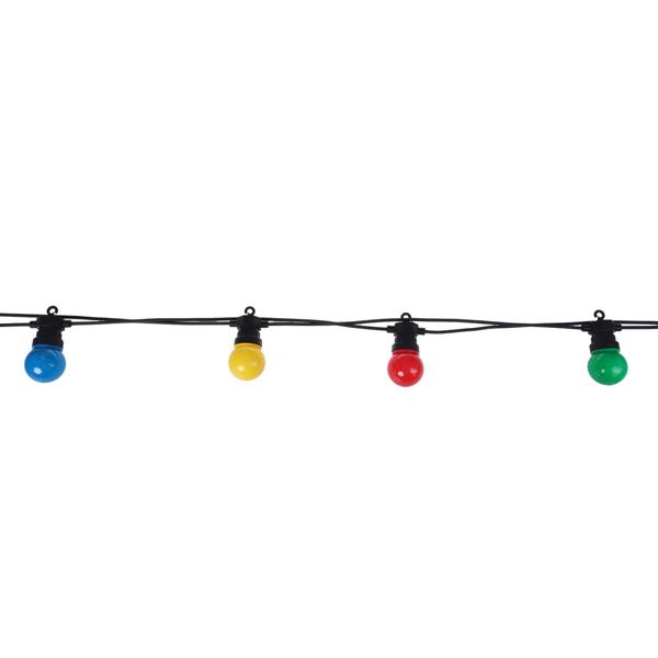2er-Set Stimmungsvolle 4-farbige LED-Lichterkette mit 10 Glühbirnen, ca. 2,7 m, IP44: Farbenfrohe Lichtergirlande - Ideal für Garten, Balkon & Party