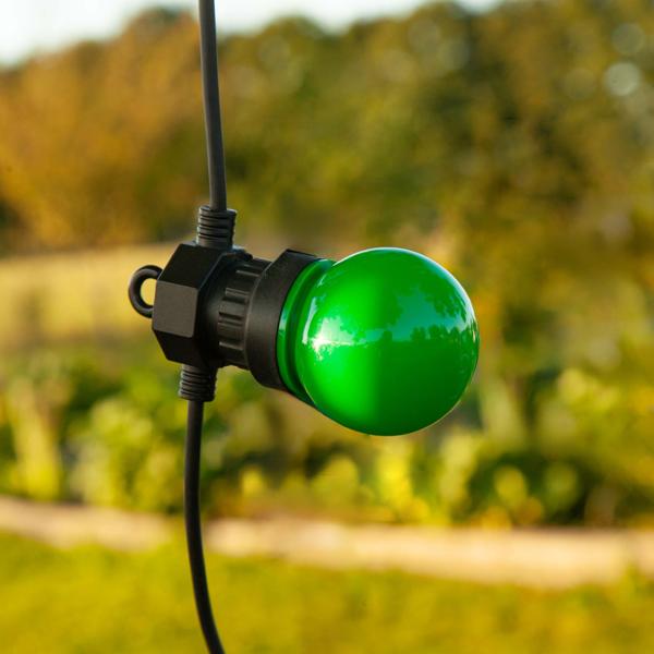 Stimmungsvolle 4-farbige LED-Lichterkette mit 10 Glühbirnen, ca. 2,7 m, IP44: Farbenfrohe Lichtergirlande - Ideal für Garten, Balkon & Party