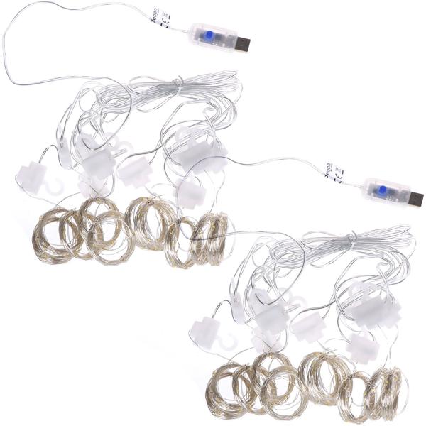 2er-Set Eleganter LED-Lichtervorhang mit Fernbedienung, warmweiss, 200 LEDs, 3x3m: Gemütliche Beleuchtung & Romantische Deko für Schlafzimmer&Wohnzimmer