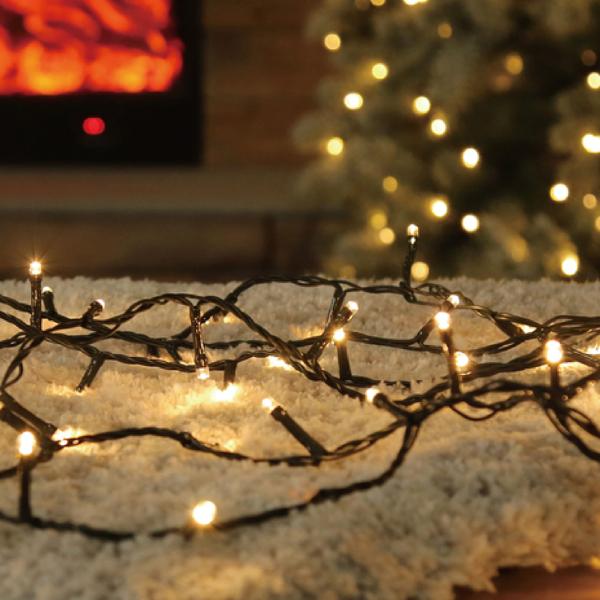 2er-Set Stimmungsvolle LED Lichterkette 14m, 192 LEDs, warmweiss: 7 Leuchtmodi, batteriebetrieben, für Innen & Aussen, IP44 - Perfekte Weihnachtsdeko