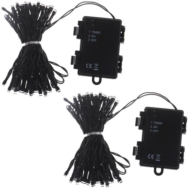 2er-Set Wunderbare LED Lichterkette, 50 warmweisse LEDs – Timer Funktion, Wetterfest IP44 für Innen & Aussen - Deko für Weihnachten, Garten, Fenster, u.v.m.