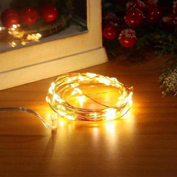 Traumhafte Draht Lichterkette 40 LEDs, warmweiss, 2m – Gemütliche Weihnachts-Deko für Innen – Batteriebetrieben, IP20 