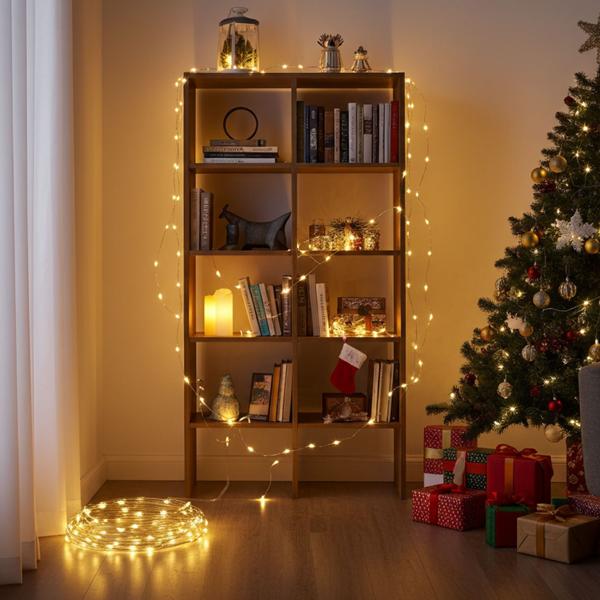 2er-Set LED-Micro-Lichterkette 5m – 100 warmweisse LEDs, batteriebetrieben – für Innen, flexibel, langlebig & stimmungsvoll–ideal für Deko