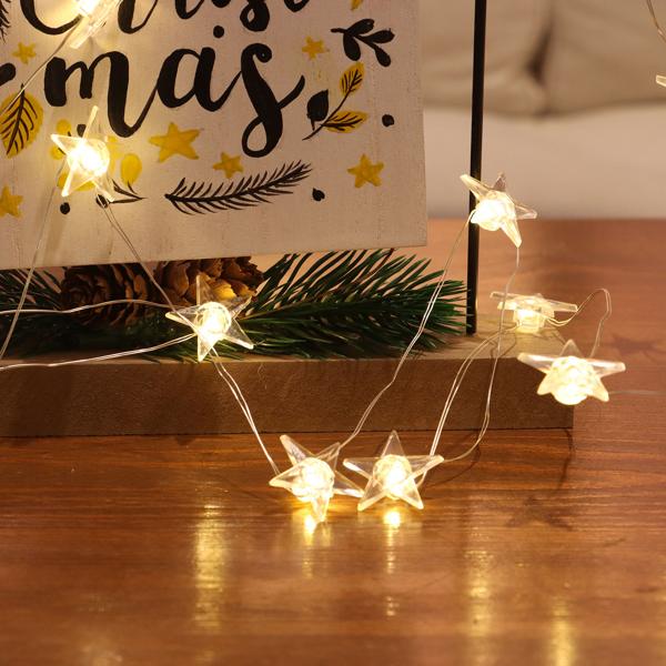 2er-Set Zauberhafte LED Sternen-Lichterkette, warmweiss, 4,2m – Zauberhafte Deko, Ideal für Fenster, Weihnachten, als Geschenk - Batteriebetrieb