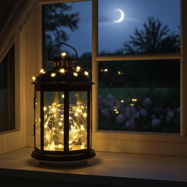 Zauberhafte LED Sternen-Lichterkette mit 40 Sternen, warmweiss, 4,2m – Zauberhafte Deko, Ideal für Fenster, Weihnachten, als Geschenk - Batteriebetrieb