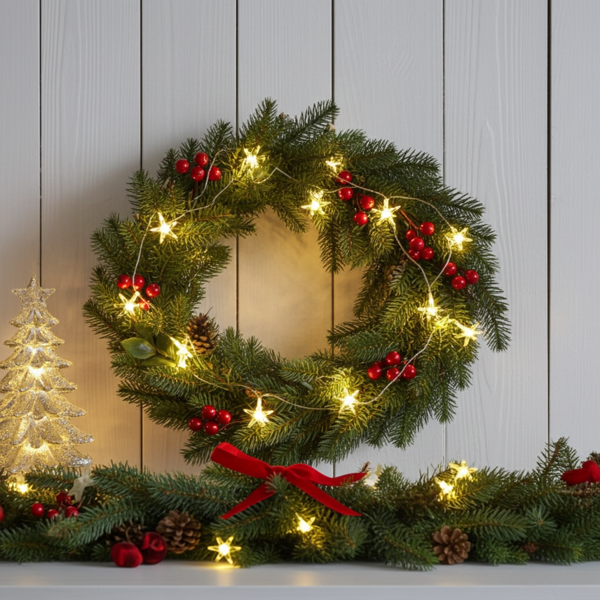 2er-Set Zauberhafte LED Sternen-Lichterkette, warmweiss, 4,2m – Zauberhafte Deko, Ideal für Fenster, Weihnachten, als Geschenk - Batteriebetrieb