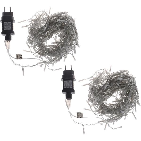 2er-Set Brillante Eisregen Lichterkette 6,5m kaltweiss mit 180 Lichtern - Wetterfest IP44 - Perfekt für Weihnachtsdeko, Balkon, Terasse, u.v.m.