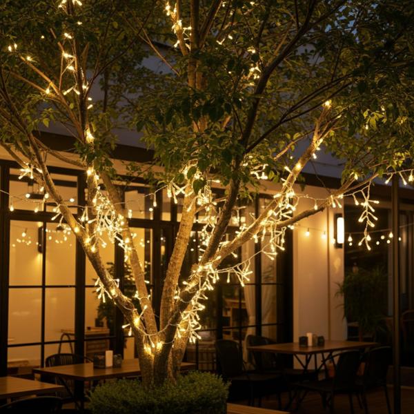 2er-Set Wunderschöne LED-Büschel-Lichterkette, 300 warmweisse LEDs, 8 Leucht-Modi, IP44, 3m - Ideal für Weihnachten, Balkon, Garten, Hochzeit & Deko