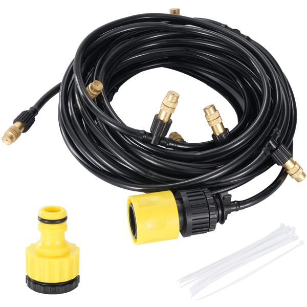 2er-Set Wasser-Zerstäuber-Set mit 10-Meter-Schlauch und 10 Metalldüsen, Klicksystem: Ein Terrassen-Kühler für sofortige Erfrischung & einfache Gartenbewässerung