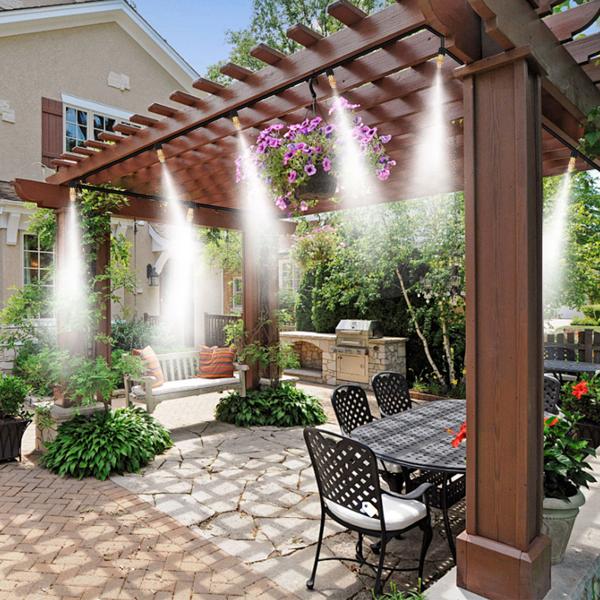 2er-Set Wasser-Zerstäuber-Set mit 10-Meter-Schlauch und 10 Metalldüsen, Klicksystem: Ein Terrassen-Kühler für sofortige Erfrischung & einfache Gartenbewässerung