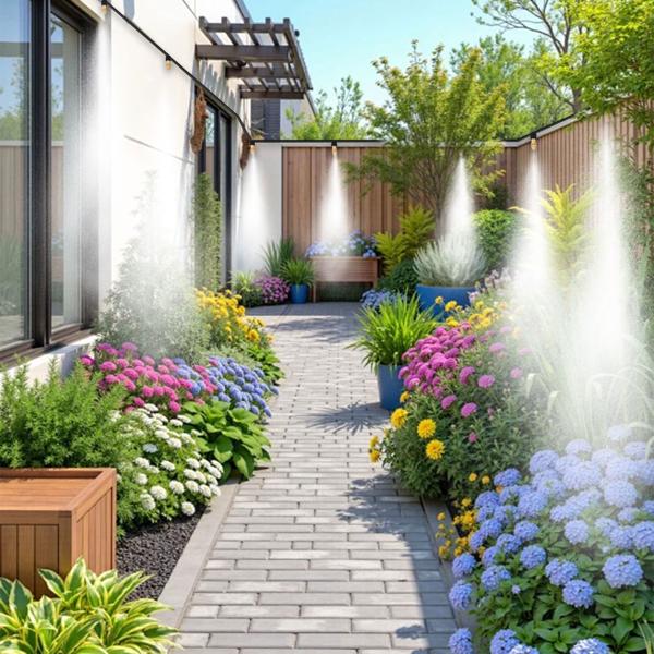 2er-Set Wasser-Zerstäuber-Set mit 10-Meter-Schlauch und 10 Metalldüsen, Klicksystem: Ein Terrassen-Kühler für sofortige Erfrischung & einfache Gartenbewässerung