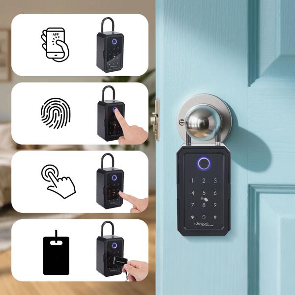 Smarter Schlüssel-Safe mit Fingerabdruck, PIN, Transponder-Karte, Bluetooth – Eine sichere Keybox für Haus, Büro & Ferienwohnung