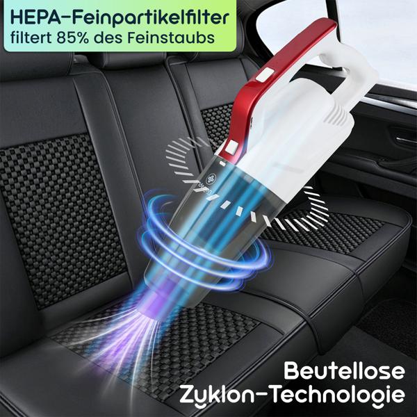 Multifunktionaler 2in1 Akku-Staubsauger Nass- & Trocken: Kraftvolle 7 kPa & HEPA-Filter – Beutellos & kabellos für makellose Sauberkeit in Haus & Auto