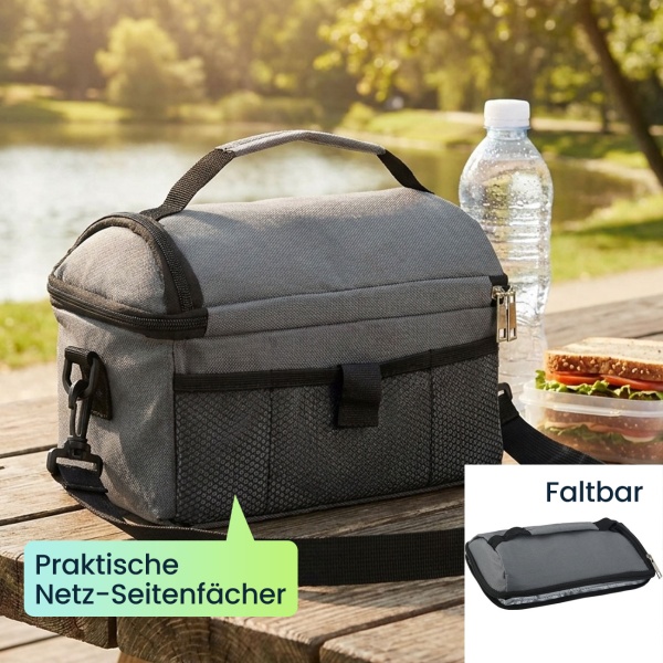 2er-Set Mini-Kühltasche, faltbar, 6l: Hält Snacks & Getränke frisch – Ideal für Picknick & Büro – Kompakt, leicht & auslaufsicher