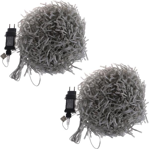 2er-Set Wunderschöne LED-Büschel-Lichterkette, 2000 warmweisse LEDs, 8 Leucht-Modi, IP44, 20m - Ideal für Weihnachten, Balkon, Garten, Hochzeit & Deko