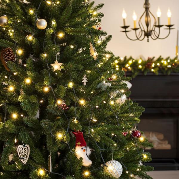 2er-Set Strahlende 320 LEDs Lichterkette Warmweiss 2,7m – Für Aussen & Innen, IP44 – Überwurf-Lichterkette für Weihnachtsbaum 