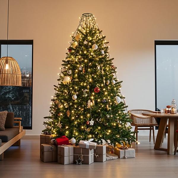 2er-Set Strahlende 320 LEDs Lichterkette Warmweiss 2,7m – Für Aussen & Innen, IP44 – Überwurf-Lichterkette für Weihnachtsbaum 