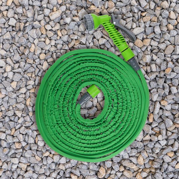 Dehnbarer Gartenschlauch 7,5-15m Set: Inkl. Multifunktions-Handbrause & Kupplung, superleicht & platzsparend – Mühelose Gartenbewässerung & Reinigung!