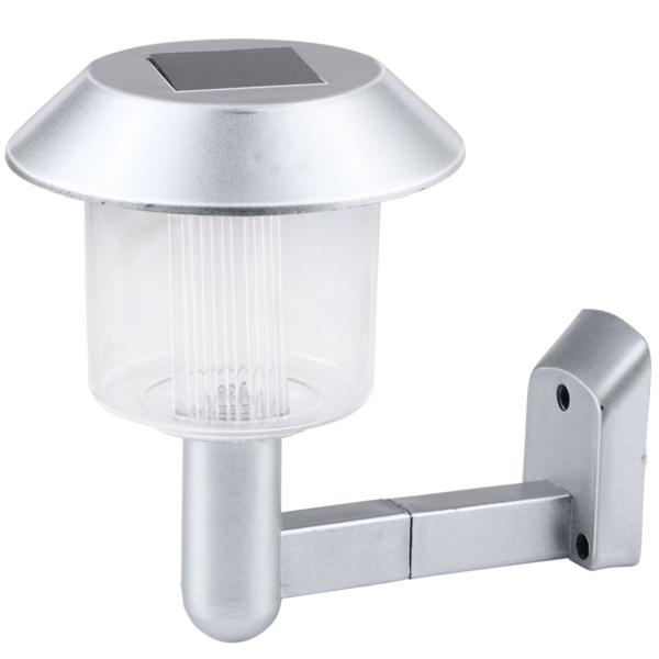 Solar-Wandleuchte silber - Energieeffiziente LED-Beleuchtung für Aussenwände mit Dämmerungssensor - Kabellos, Ni-MH 1.2V 40mAh Akku, Kaltweisslicht