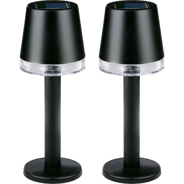 2er-Set Moderne Solar Tischleuchte Schwarz: Design Outdoor Lampe, kabellos & wetterfest – Dein stilvoller Blickfang für Garten, Balkon & Terrasse