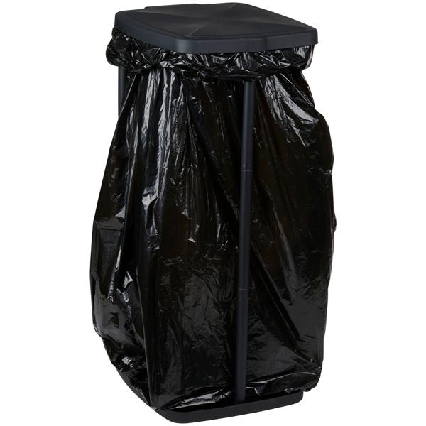 Müllbeutelständer mit Deckel - Hygienische Abfallentsorgung für Haus, Garten & Camping - Robust, faltbar, geruchsdicht, ABS Schwarz 34x29x69cm