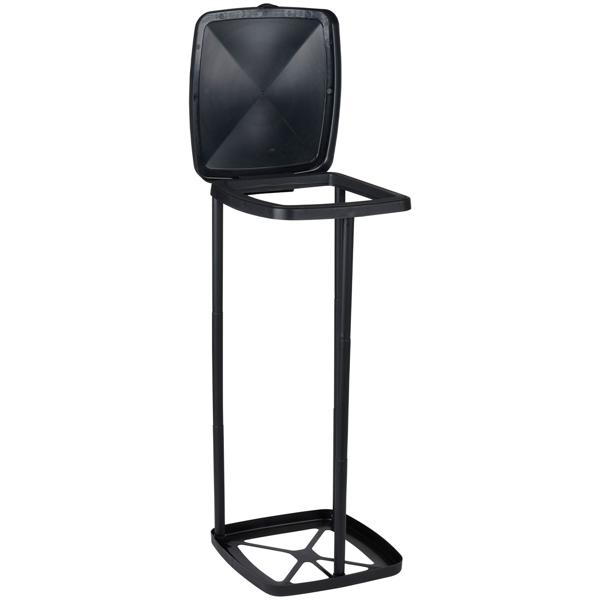 Müllbeutelständer mit Deckel - Hygienische Abfallentsorgung für Haus, Garten & Camping - Robust, faltbar, geruchsdicht, ABS Schwarz 34x29x69cm