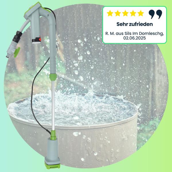 Mobile Akku-Tauchpumpe für Regentonnen: Bequeme Gartenbewässerung ohne Stromanschluss, kraftvoll, leicht & vielseitig einsetzbar, für jeden Garten
