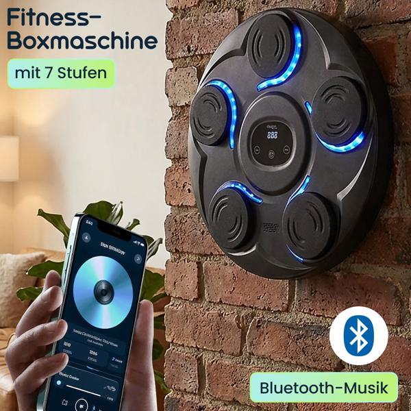 Fitness-Boxmaschine mit 7 Stufen & Bluetooth-Musik – Reaktions- & Koordinationstrainer, inkl. Boxhandschuhe – Für mehr Motivation