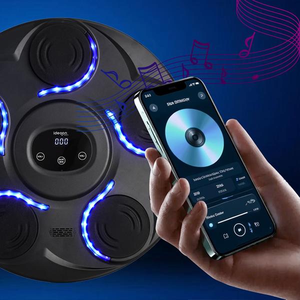 Fitness-Boxmaschine mit 7 Stufen & Bluetooth-Musik – Reaktions- & Koordinationstrainer, inkl. Boxhandschuhe – Für mehr Motivation