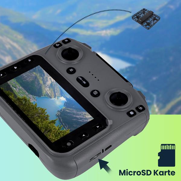 Kamera Drohne faltbar mit Full-HD Dual-Kamera & 120m Reichweite – FPV Steuerung m. 4,5 Zoll HD Bildschirm, Optical Flow & 50x Zoom