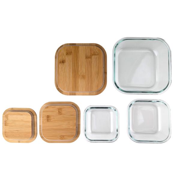 2er-Set Hochwertige Vorratsdosen mit Deckel, quadratisch, Glas/Bambus, 3 Grössen: Vorratsgläser für Aromaschutz & eine stilvolle Ordnung