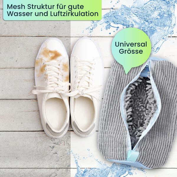 2er-Set Schuhwaschbeutel mit Reinigungsfasern: Schont Sneaker & Turnschuhe in der Waschmaschine, Effektive Reinigung & Schutz - strahlend saubere Schuhe