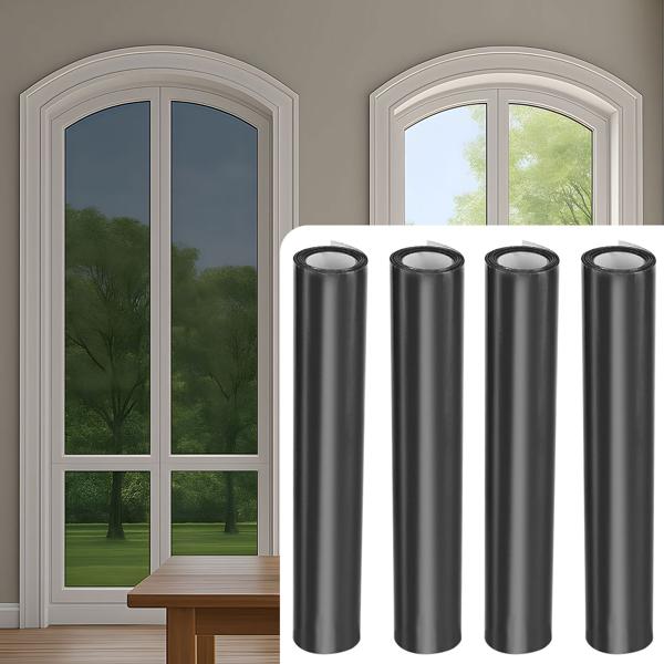 4er-Set Sichtschutzfolie grau-matt, 60 x 200 cm - selbstklebende Fensterfolie mit UV-Schutz - hitzereduzierend & ideal für Fenster, Büro & Wohnräume