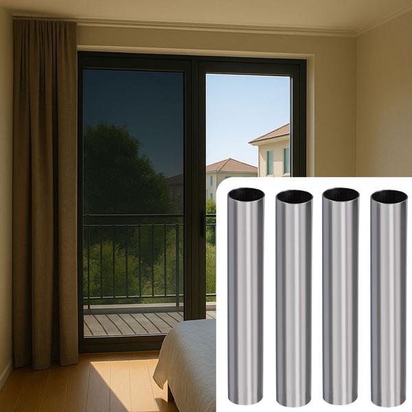 4er-Set Sichtschutzfolie silber-matt, 60 x 200 cm - selbstklebende Spiegelfolie mit UV-Schutz - hitzereduzierend & ideal für Fenster, Büro & Wohnräume