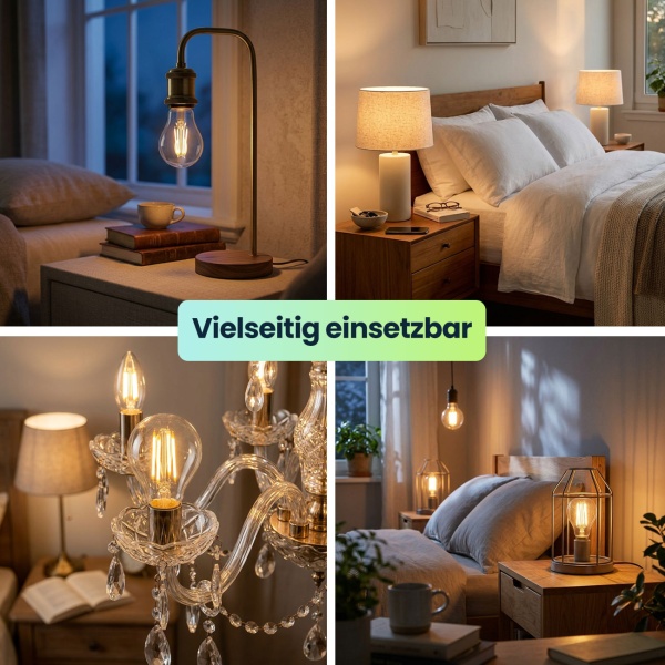 6er-Set LED Filament Lampe G45 E27 4W 400lm Warmweiss 2500K Vintage Glühbirne Retro Glühlampe Dimmbar Warmes Licht Kugelform Edison Tropfenlampe