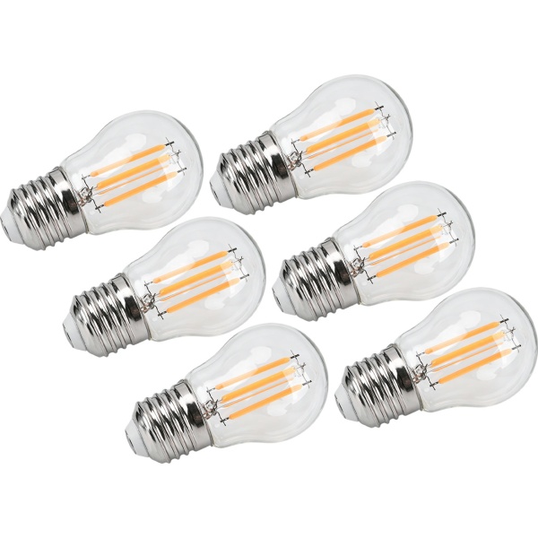 6er-Set LED Filament Lampe G45 E27 4W 400lm Warmweiss 2500K Vintage Glühbirne Retro Glühlampe Dimmbar Warmes Licht Kugelform Edison Tropfenlampe