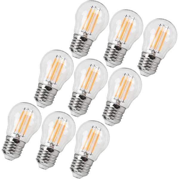 9er-Set LED Filament Lampe G45 E27 4W 400lm Warmweiss 2500K Vintage Glühbirne Retro Glühlampe Dimmbar Warmes Licht Kugelform Edison Tropfenlampe