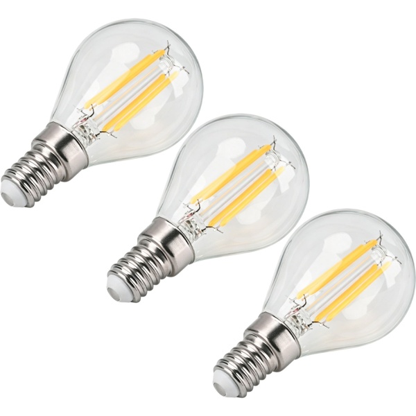 3er-Set LED Filament Lampe G45 E14 4W 400lm Warmweiss 2500K Vintage Glühbirne Retro Glühlampe Dimmbar Warmes Licht Kugelform Edison Tropfenlampe