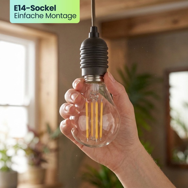 6er-Set LED Filament Lampe G45 E14 4W 400lm Warmweiss 2500K Vintage Glühbirne Retro Glühlampe Dimmbar Warmes Licht Kugelform Edison Tropfenlampe