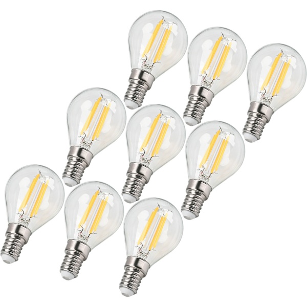 9er-Set LED Filament Lampe G45 E14 4W 400lm Warmweiss 2500K Vintage Glühbirne Retro Glühlampe Dimmbar Warmes Licht Kugelform Edison Tropfenlampe