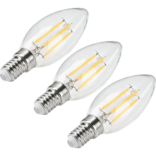 3er-Set LED Filament Kerzenlampe C35 E14 4W 400lm Warmweiss 2500K Vintage Glühbirne Retro Glühlampe Warmes Licht Windlicht Kerzenform