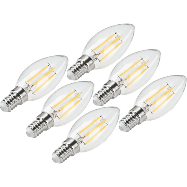 6er-Set LED Filament Kerzenlampe C35 E14 4W 400lm Warmweiss 2500K Vintage Glühbirne Retro Glühlampe Warmes Licht Windlicht Kerzenform