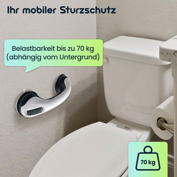 2er-Set Haltegriff mit Saugnäpfen für Bad & WC: Bohrerfrei, flexibel & sicher – Ihr mobiler Sturzschutz & Haltgeber im Badezimmer