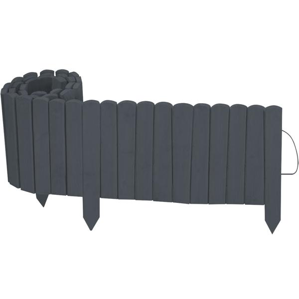 Robuste Beetumrandung aus Holz in edlem Dunkelgrau, 200 x 20/35 cm - dekorative Gartenbegrenzung für Beete, Wege & Rasen, wetterfest & langlebig