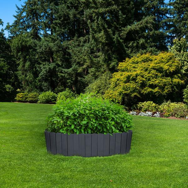 Robuste Beetumrandung aus Holz in edlem Dunkelgrau, 200 x 20/35 cm - dekorative Gartenbegrenzung für Beete, Wege & Rasen, wetterfest & langlebig