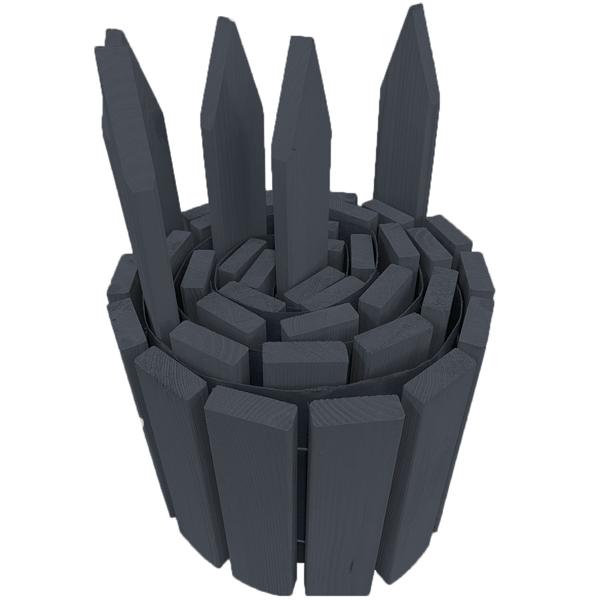 Robuste Beetumrandung aus Holz in edlem Dunkelgrau, 200 x 20/35 cm - dekorative Gartenbegrenzung für Beete, Wege & Rasen, wetterfest & langlebig