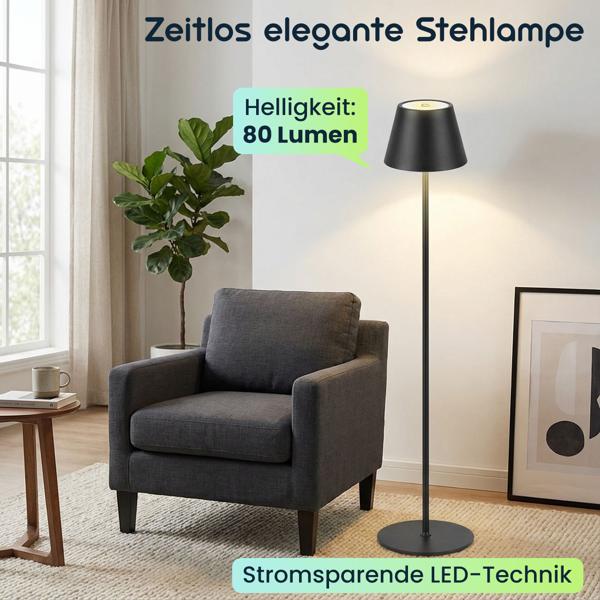 2er-Set Moderne höhenverstellbare LED-Stehlampe, dimmbar, schwarz, 50 /90/130 cm - ein elegantes Stimmungslicht für Wohnzimmer, Schlafzimmer & Büro