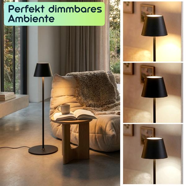 2er-Set Moderne höhenverstellbare LED-Stehlampe, dimmbar, schwarz, 50 /90/130 cm - ein elegantes Stimmungslicht für Wohnzimmer, Schlafzimmer & Büro