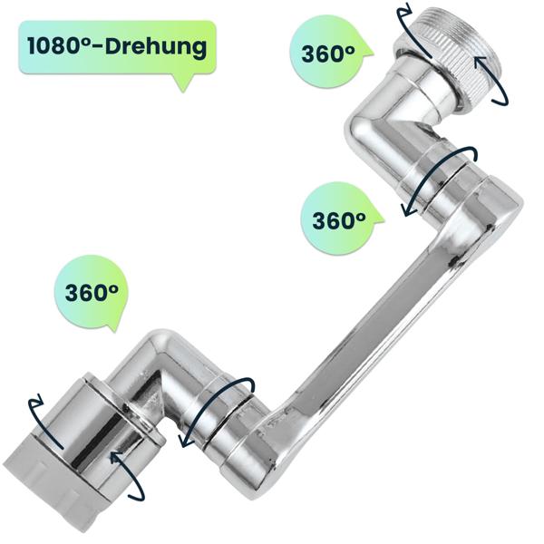 2er-Set 1080° Drehbarer Wasserhahn-Aufsatz: Für Bad & Küche – Ein flexibler Armatur-Sprudler – Spart Wasser & bringt Komfort