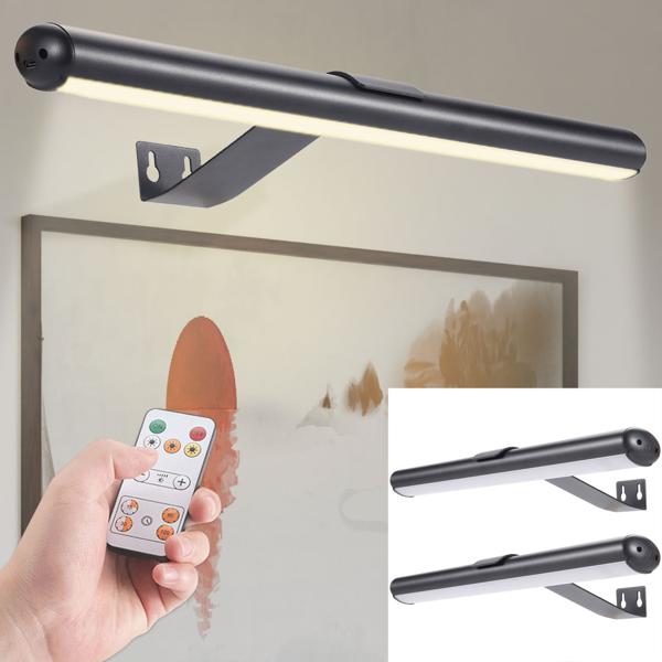 2er-Set Elegante Wand- und Bildleuchte mit Fernbedienung & Touch Schalter, USB- & Akkubetrieb, dimmbar: Eine flexible LED-Lampe für Kunst & Ambiente